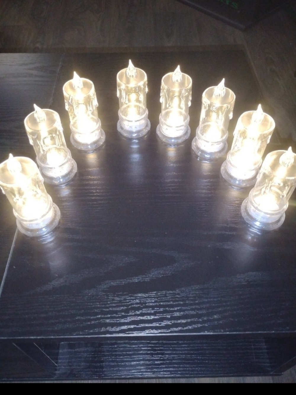Set of 8 LED Flameless Pillar Candles W/ New Batteries